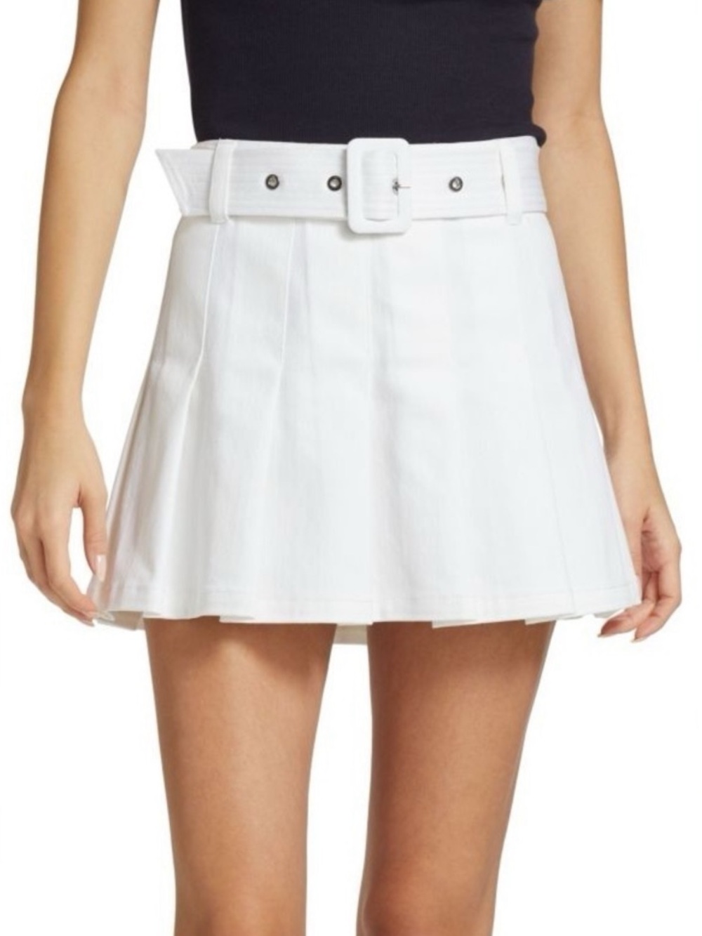 New Cinq a Sept Janina Belted Pleated Mini Skirt Preppy Hamptons Chic Sz 12